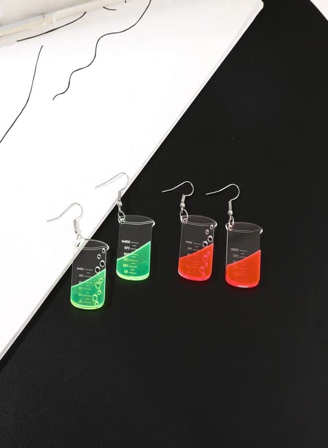 POYAMUSE Funny Beaker Dangle Earrings - Acrylic Measuring Cup Potion Bottle Charms Drop Earrings for Halloween Mad Scientist Costume Jewelry-green - Image 4